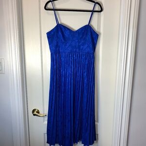 Lulus Cobalt Blue Pleated Cocktail Dress Spaghetti Strap Wedding Guest Prom L